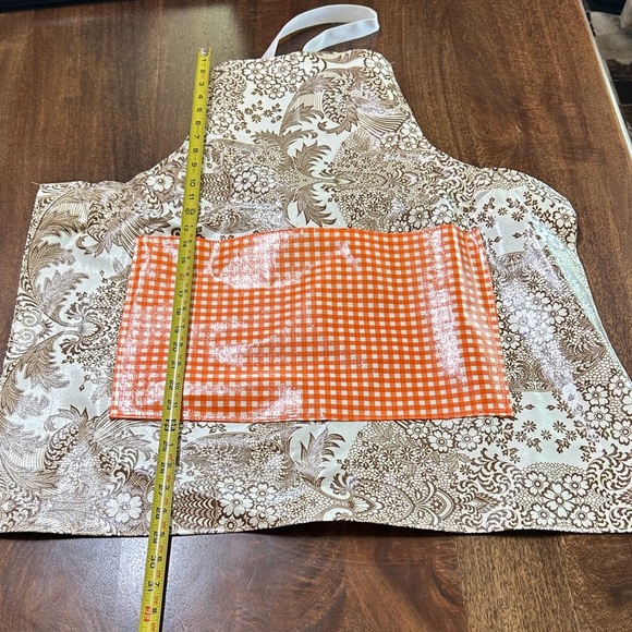 Paisley floral print Apron with Orange Gingham Pocket - Picture 1 of 6